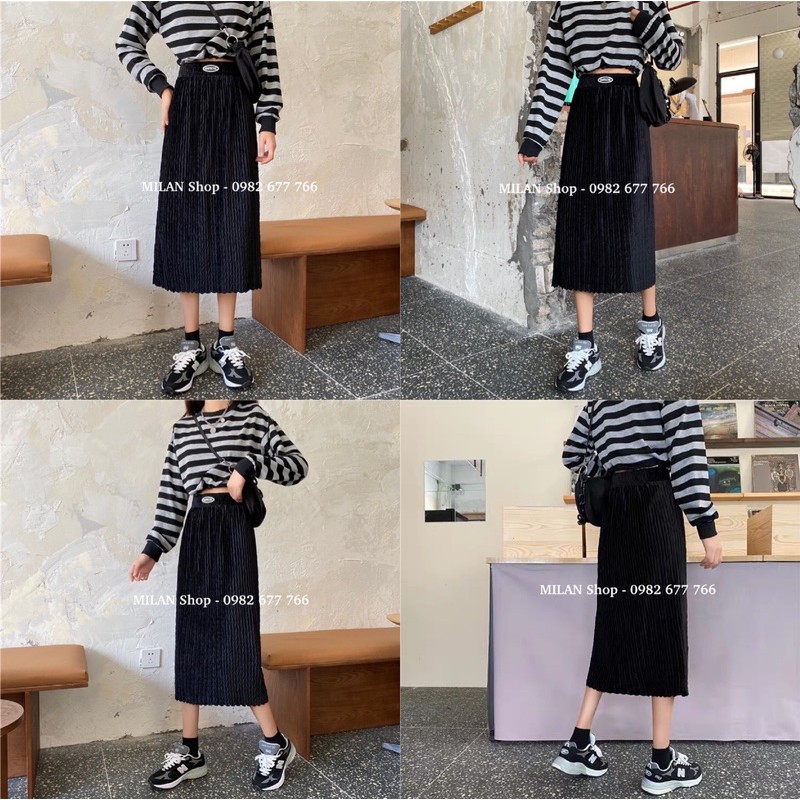 Chân váy nhung dài chất mới | BigBuy360 - bigbuy360.vn