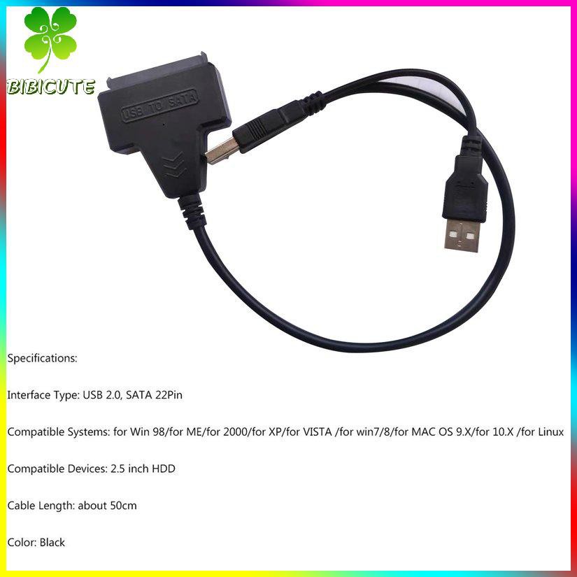 Dây Cáp Chuyển Đổi Usb2.0 Sang Sata 22pin Cho Ổ Cứng Hdd 2.5inch | BigBuy360 - bigbuy360.vn