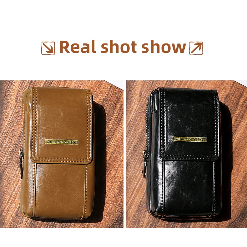 Túi da PU đựng điện thoại di động 7.2 inch có khóa kéo