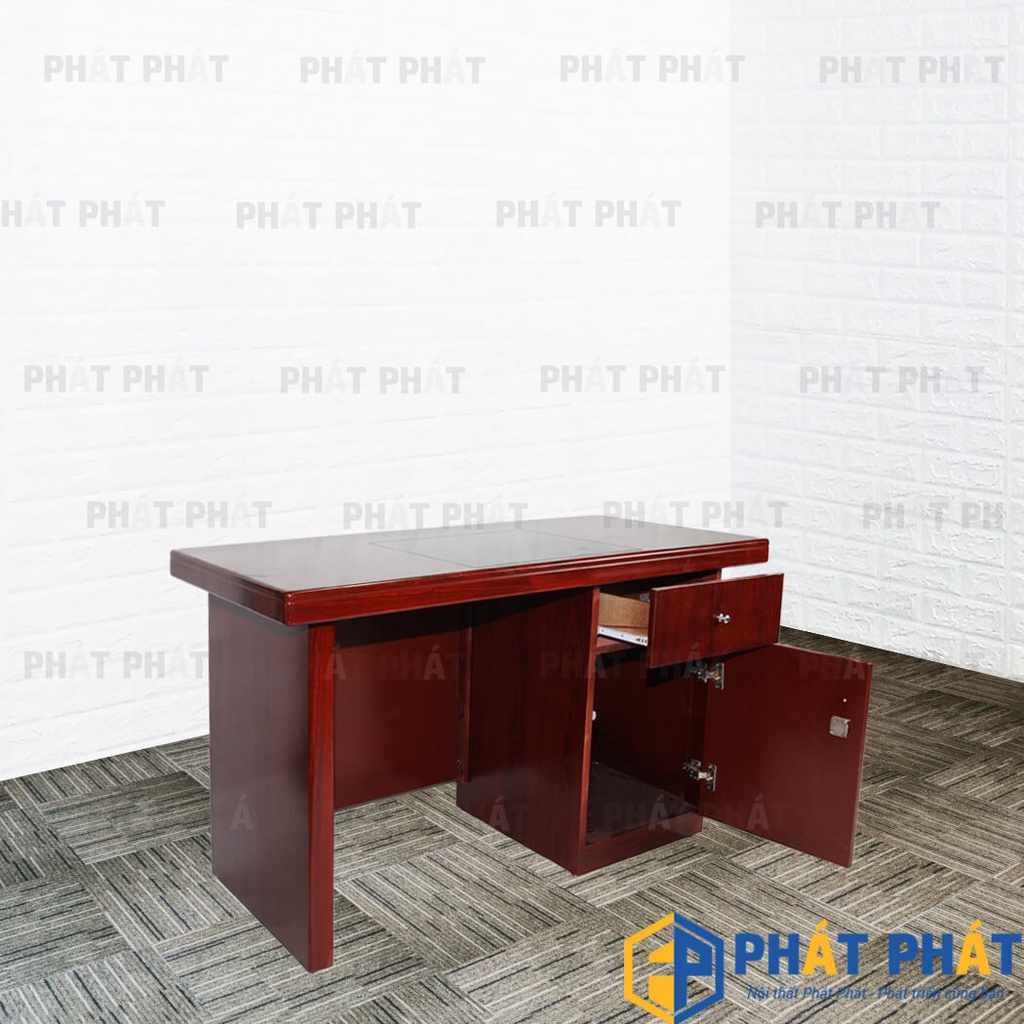 Bàn văn phòng Phát Phát 1.2x0.6m có hộc tủ. Bàn làm việc giám đốc, trưởng phòng chính hãng - BTP2H