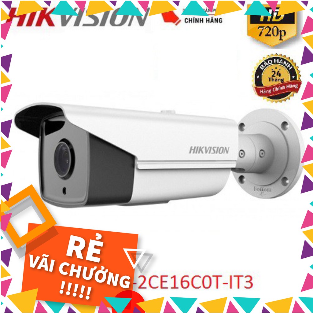 Camera  Hikvision DS-2CE16C0T-IT3 1.0 MP HD720P  - Hàng chính hãng 100% - C