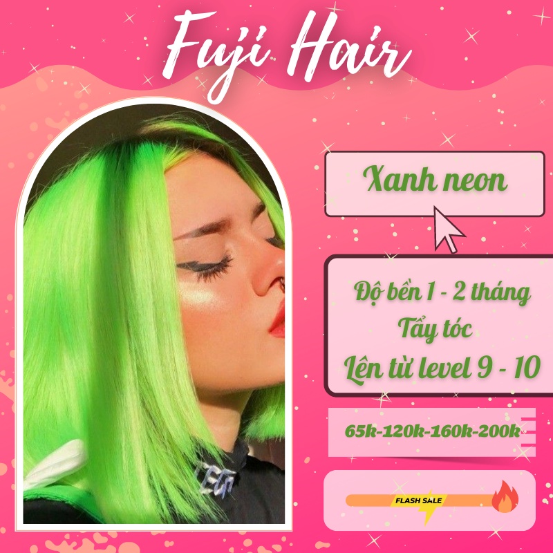 Thuốc nhuộm tóc XANH MINT lên từ level9 (NEON) Cần Tẩy | Fujihaircolor D01