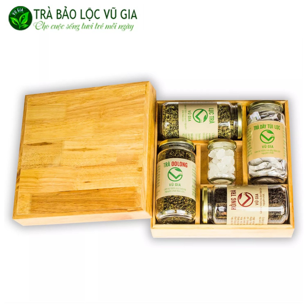 Trà Oolong Cao Cấp 400g + Trà Dây Túi Lọc Cao Cấp 30gói + Hồng Trà Cao Cấp 200g + Lục Trà Cao Cấp 200g + Đường Phèn 140g