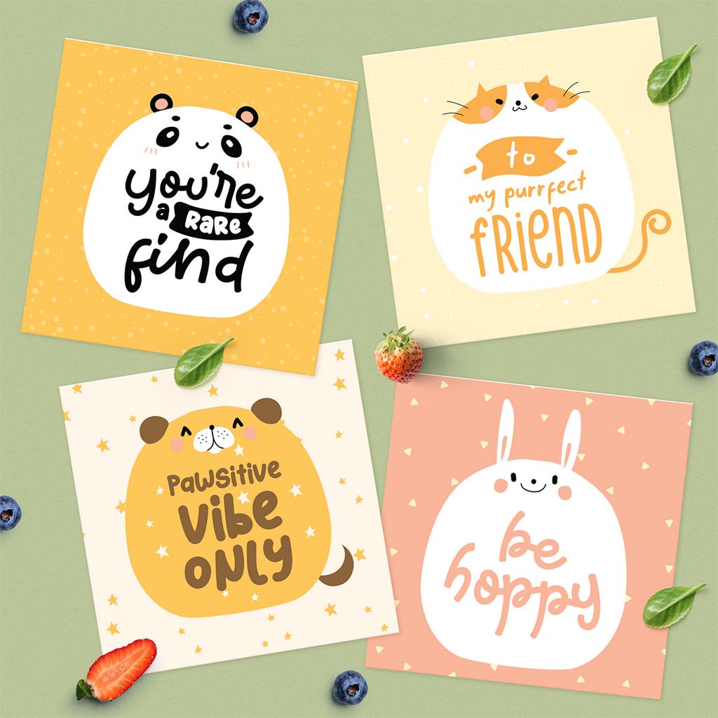 Thiệp tặng bạn bè động viên sinh nhật SDstationery Purrfect Gift 12x12 minh họa thú cưng dễ thương cute vui nhộn