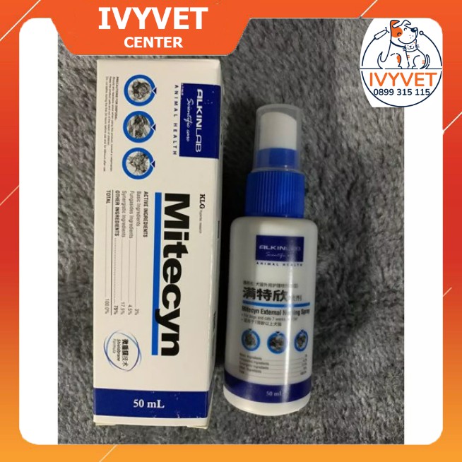 Thuốc xịt ve giận, viêm da chó mèo Mitecyn 50ml