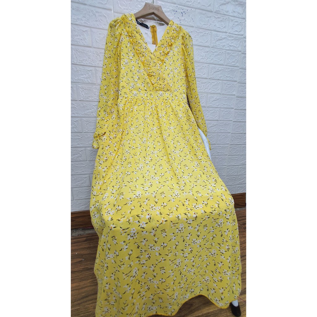 Váy Đầm Nữ Dài Tay Chất Voan 2 Lớp Cổ Bèo Màu Vàng - Chuyên Sỉ & Lẻ | BigBuy360 - bigbuy360.vn