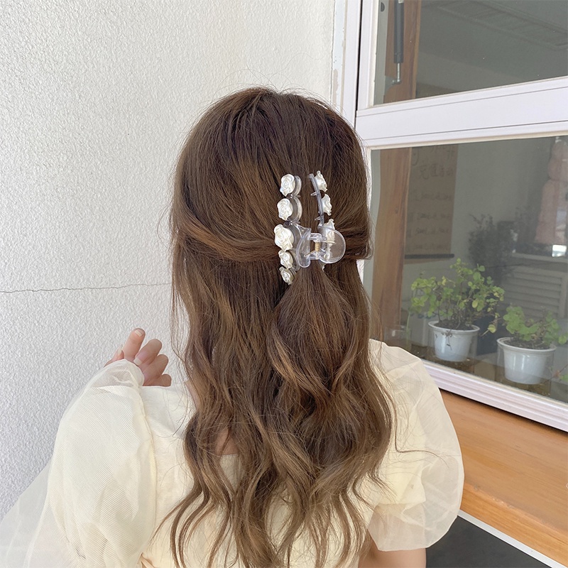 Kẹp Tóc Trong Suốt Hình Hoa Trà Phong Cách Hàn Quốc Thanh Lịch
