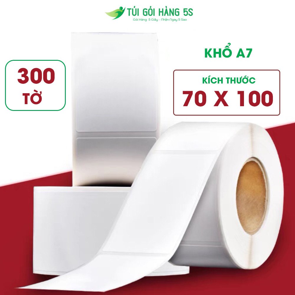 Giấy In Nhiệt 5S Khổ A7 Tự Dính , In Đơn hàng Sàn Thương Mại Điện Tử 70x100mm Siêu Tiết Kiệm Cuộn 300 tờ