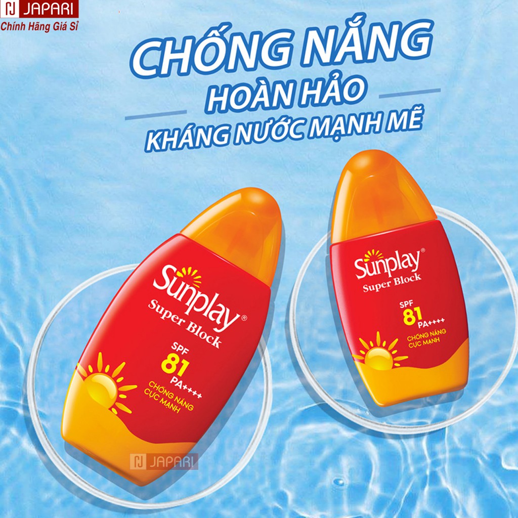 Kem Chống Nắng Sunplay Super Block Spf 81-  Kcn Sunplay Kem Chống Nắng Cho Da Mặt &amp; Body, Cho Da Dầu Mụn, Khô JAPARI