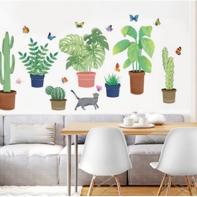 Decal dán tường, tranh dán tường cây hoa lá trang trí nhà cửa, quán cà phê hàng cao cấp - MyNa Mart