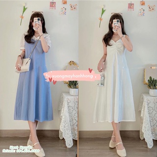 Váy 2 dây ngực rúm dây lưng đan chéo Hàn Quốc