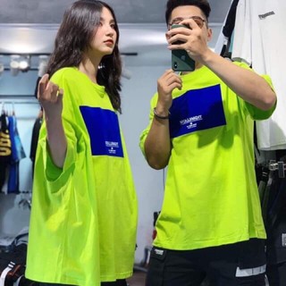áo thun tay lỡ xanh dạ nõn chuối in chữ nhật xanh TIHMILOM By25