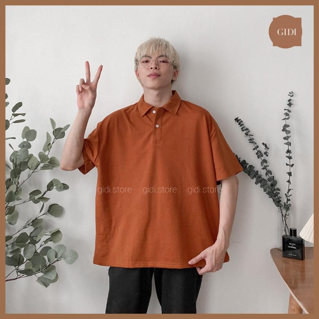 Áo POLO trơn tay lỡ BASIC form rộng OVERSIZE Nam Nữ Unisex áo phông cổ bẻ vải thun da cá tici dày dặn, không nhăn