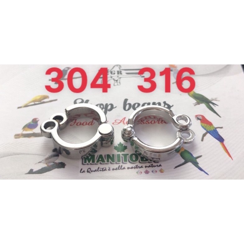 Vòng chân  INOX  316 cao cấp dùng cho vẹt có đủ size