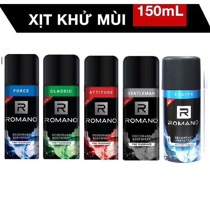 Xịt khử mùi toàn thân cho nam Romano Gentleman tặng 30% dung tích chai 195ml