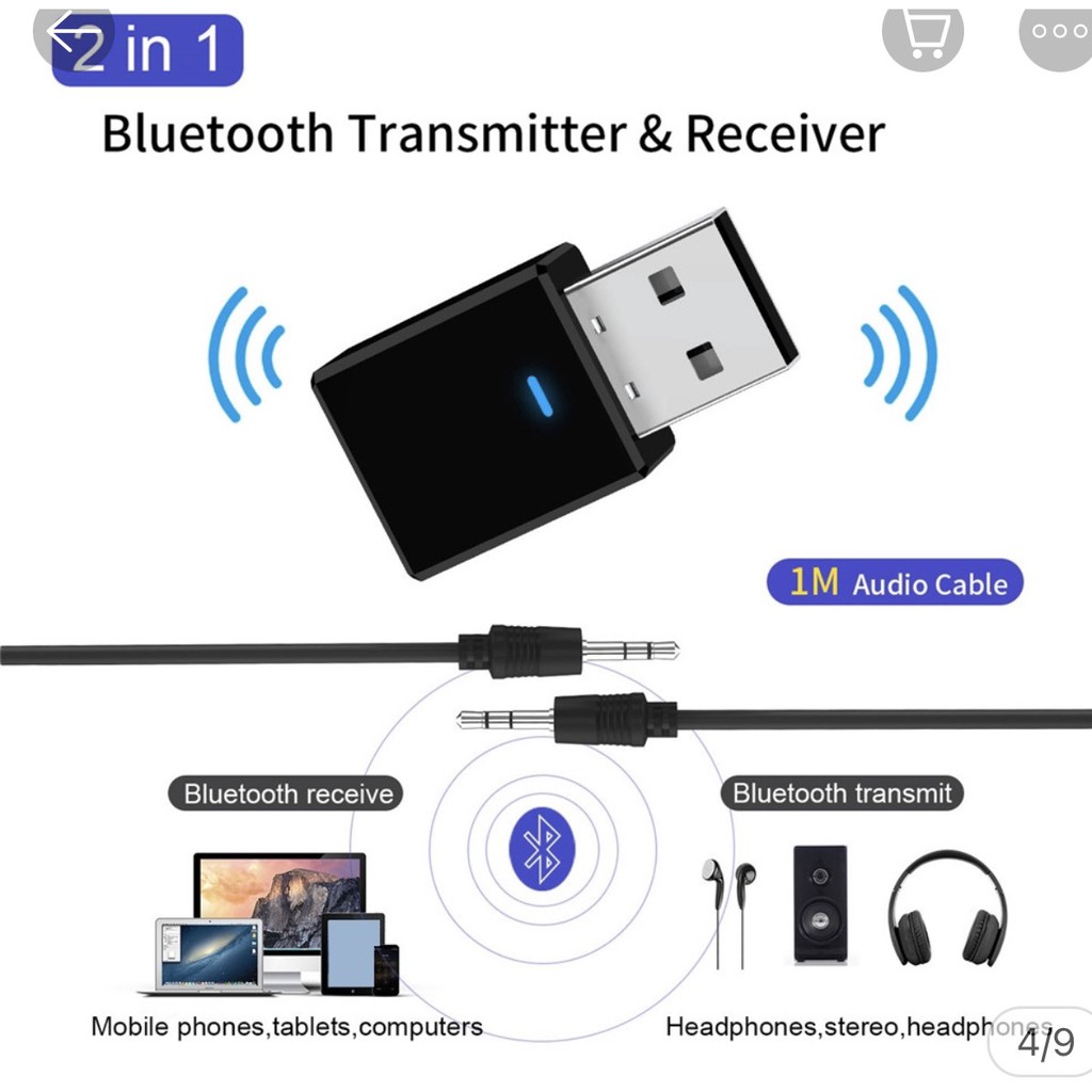 USB thu phát sóng tín hiệu Bluetooth 5.0 + phụ kiện dành cho loa