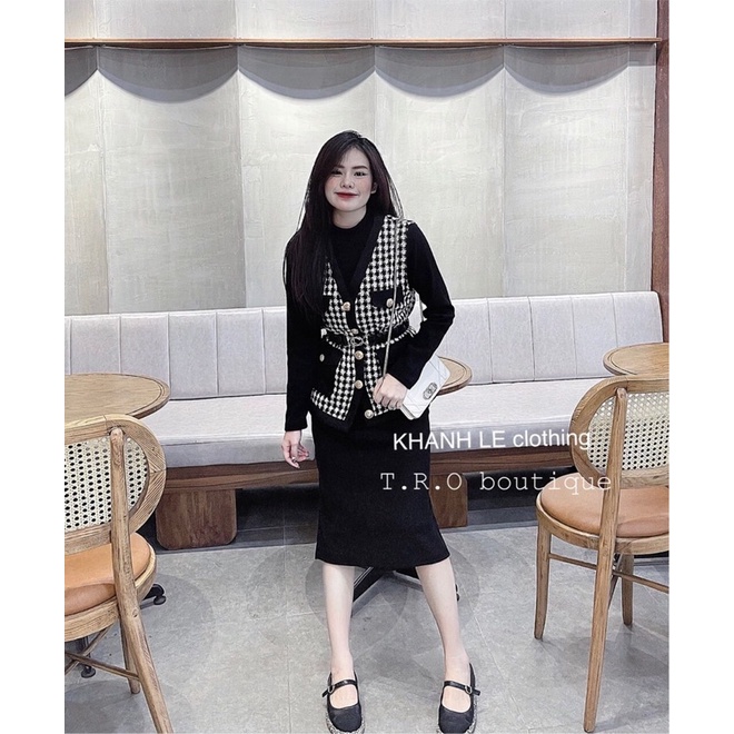 Set váy len+gile 2in1