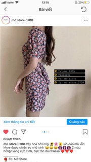 Váy hoa hở lưng buộc nơ eo