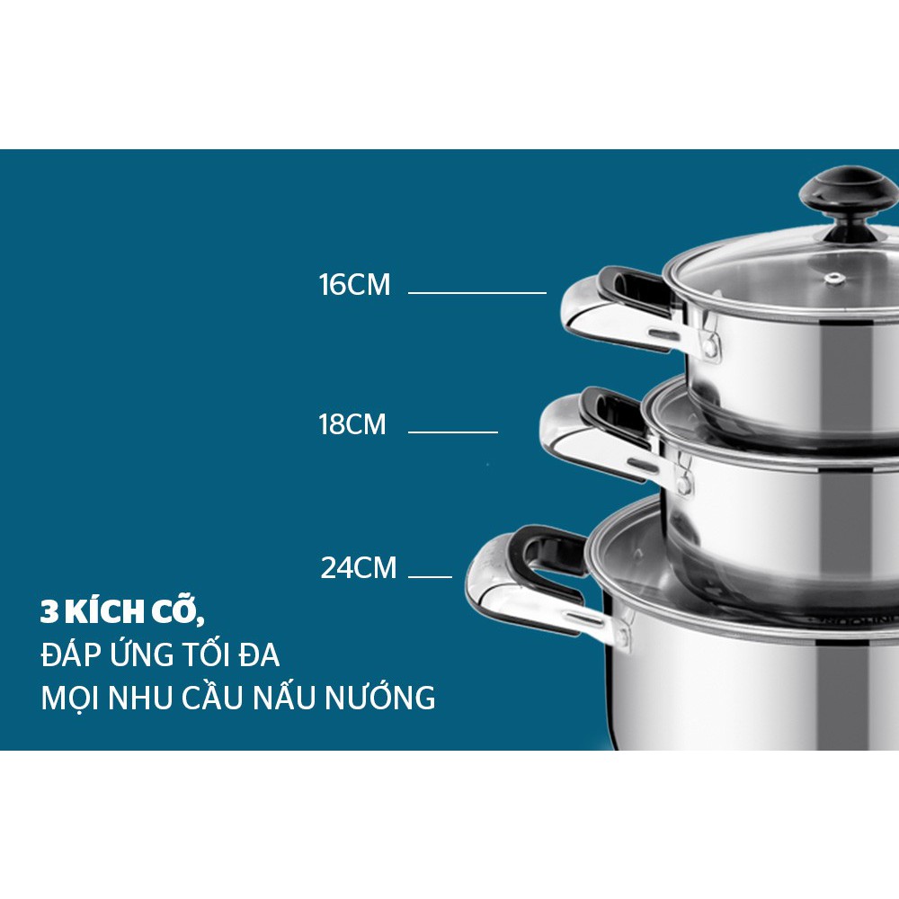 Bộ nồi inox 1 đáy Sunhouse SH365