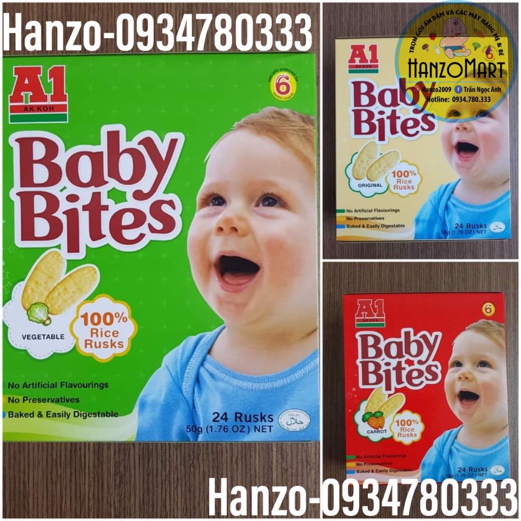 Bánh ăn dặm cho bé Baby Bites 6m+ bánh gạo