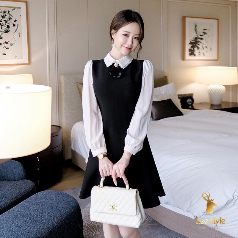 Đầm Xòe Cổ Trụ Cột Nơ Hàng Thiết Kế Thời Trang Esther Fashion | BigBuy360 - bigbuy360.vn