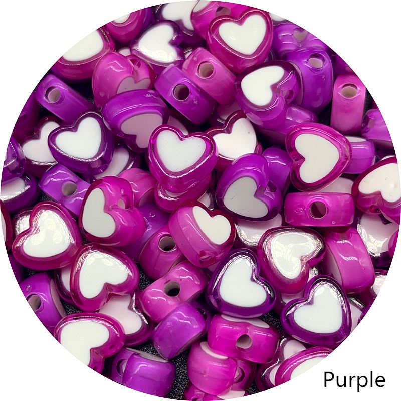 Bộ 50 Hạt Xỏ Hình Trái Tim 8mm Làm Trang Sức Thủ Công