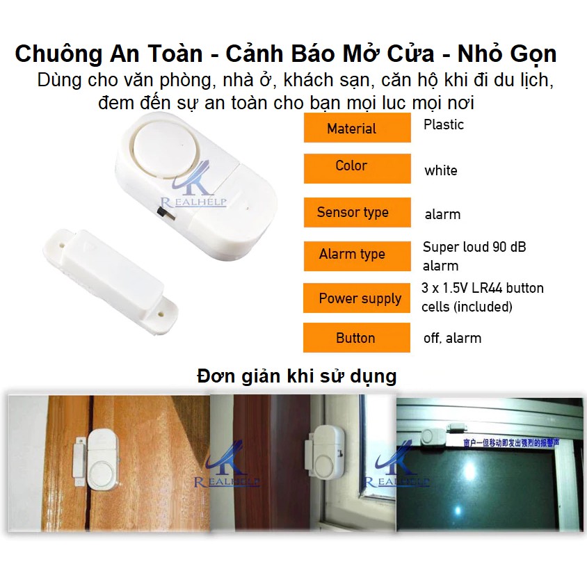 2 Bộ Chuông Báo Động, Cảnh Báo Cậy/Mở Của Trái Phép, Chuông An Ninh, Cảnh Báo Bằng Tiếng Ồn Lớn 90dB, Chống Trộm Giá sỉ