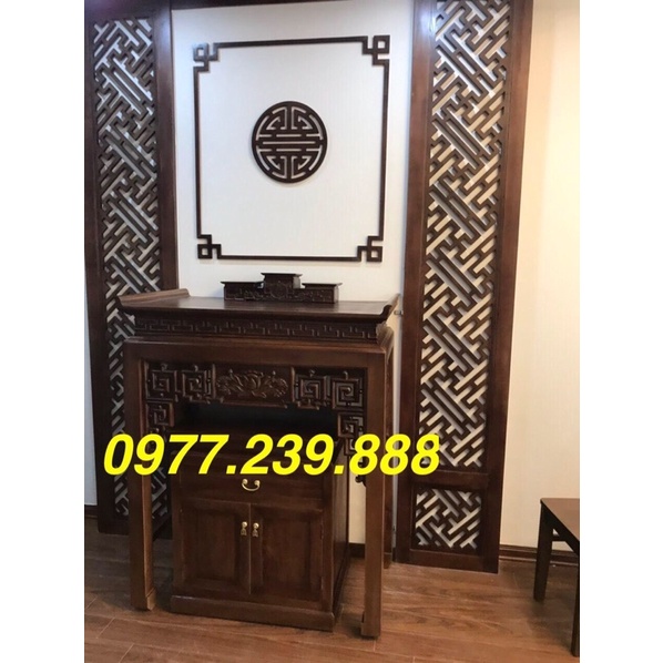 Bộ bàn thờ gỗ sồi 127cm màu óc chó