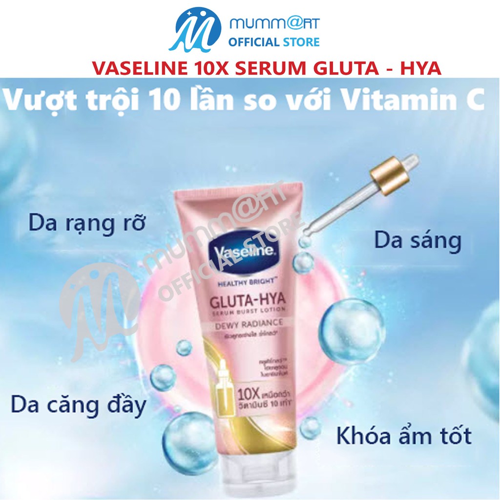 [Mẫu 2021] Sữa dưỡng thể Vaseline Healthy Bright Gluta HYA Serum Burst Lotion 10X Thái Lan 330ml