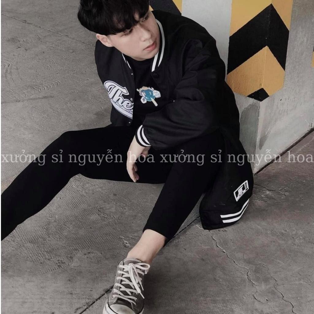 Áo bomber  áo khoác gió 2 lớp in chữ THEZED form dáng rộng unisex nam nữ mặc được màu đen basix phong cách hàng quốc
