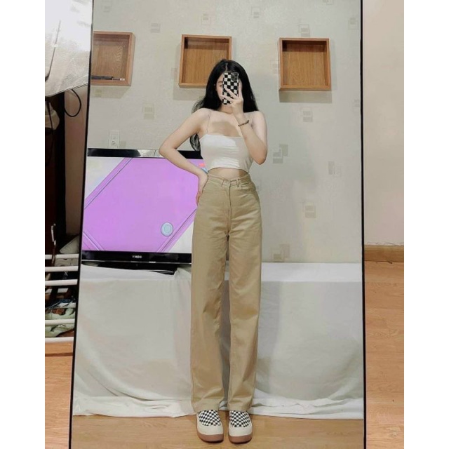 Quần suông trơn lưng cao