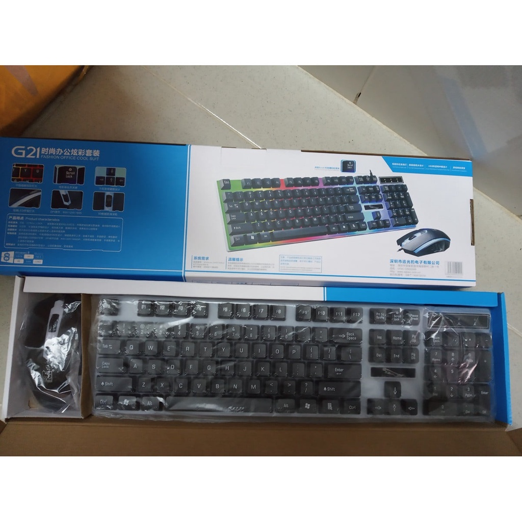Combo phím chuột giả cơ led