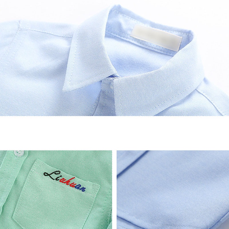 Áo Sơ Mi Dài Tay Màu Sắc Đơn Giản Cho Bé Trai Từ 2-10 Tuổi