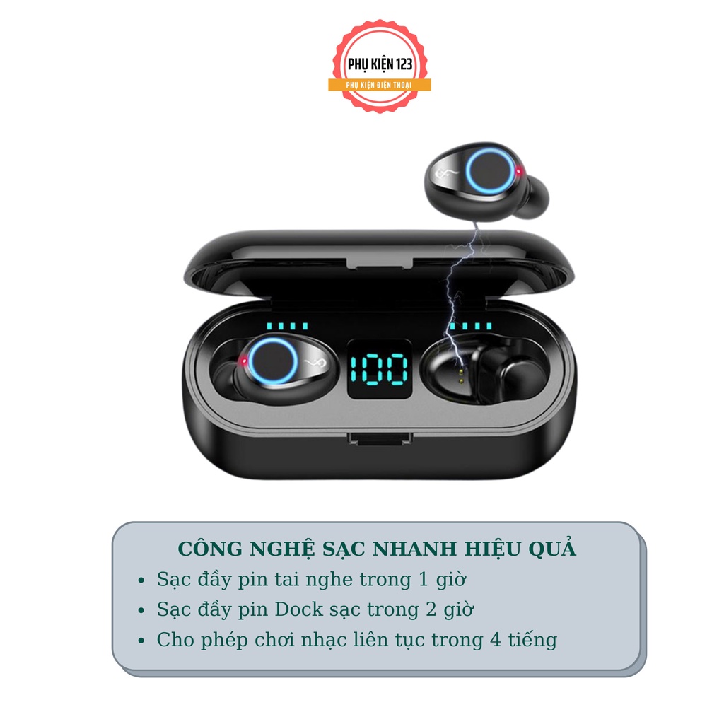 Tai nghe bluetooth AMOI F9 TWS 5.0 bản Quốc tế không dây cảm ứng chống nước,chống ồn tích hợp sạc dự phòng