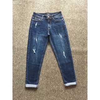 Quần jeans vnxk baggy 9 tấc rách