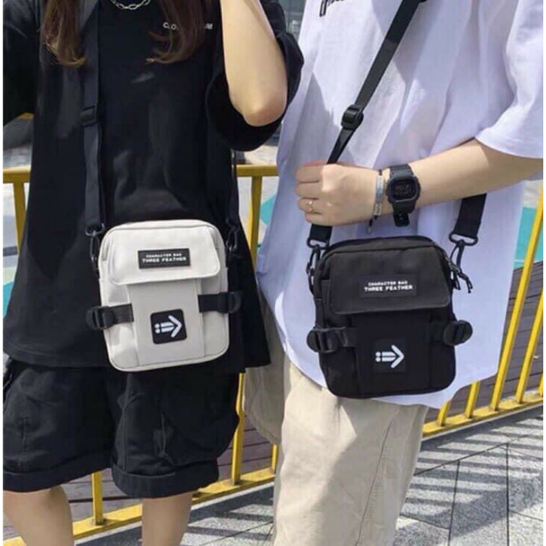 Túi đeo chéo  trang nam nữ Mắt x; mũi tên; LoGo  Balo Mini đi học; đi chơi; vải can ko thấm nước