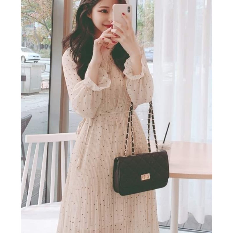 Đầm voan lụa Hàn dập ly QCCC xuất Hàn 🌸🌸