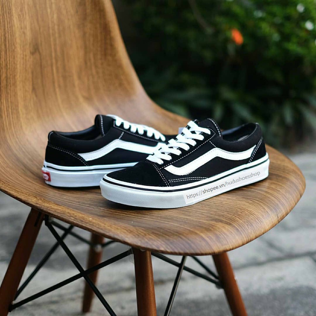 Giày thể thao V old skool Black, sneaker nam nữ thấp cổ buộc dây, chất liệu vải canvas, mũi và gót da lộn