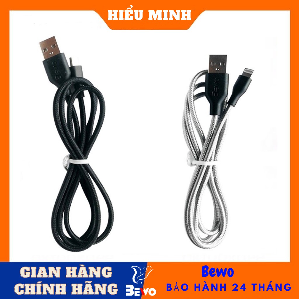 Cáp sạc nhanh dây dù siêu bền Bewo W-01,đầu cáp đúng nguyên khối chống đứt gẫy