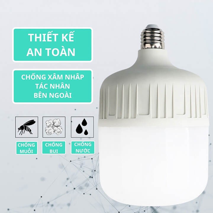 Bóng đèn led buld trụ tròn 100w ánh sáng trắng đui xoắn E27 tiết kiệm điện