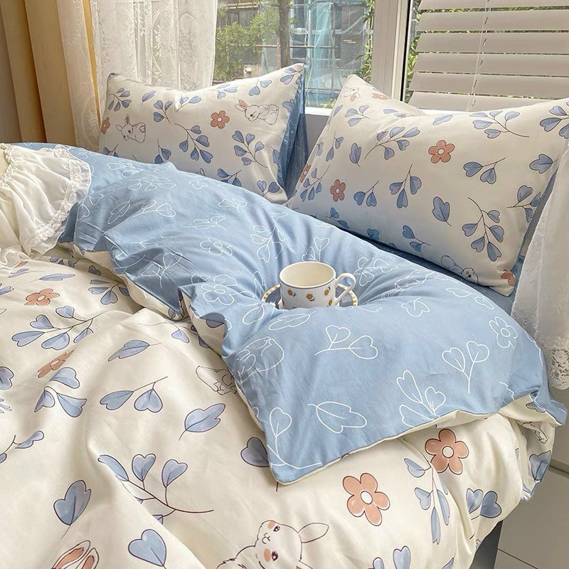 [Chi tiết] Chăn Ga Gối Cotton Living "CÁO XANH" 4 MÓN