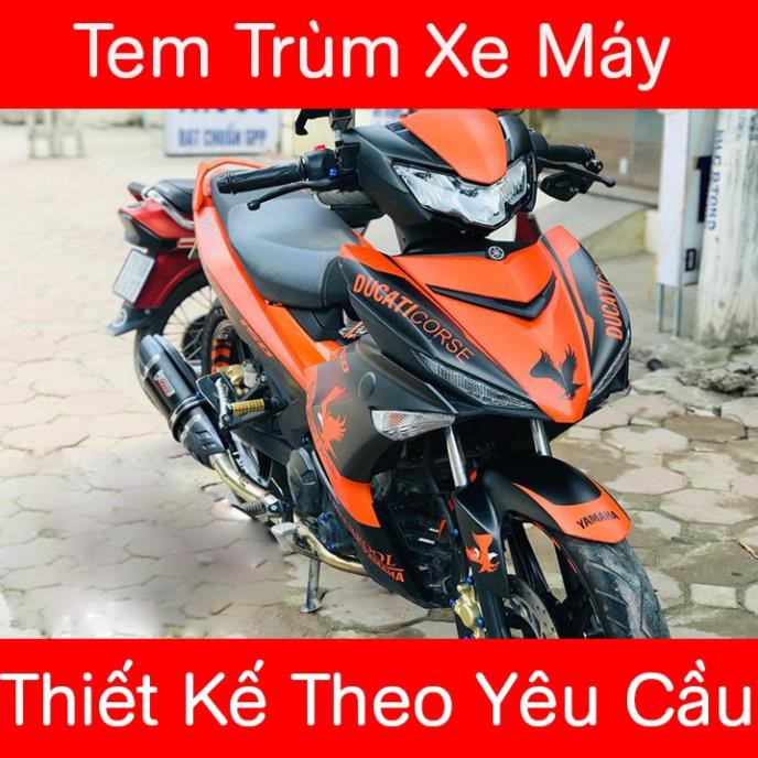 Tem Trùm Xe Exciter 150 Tem Ex150 Cam Đen Đại Bàng Ducati Nhám