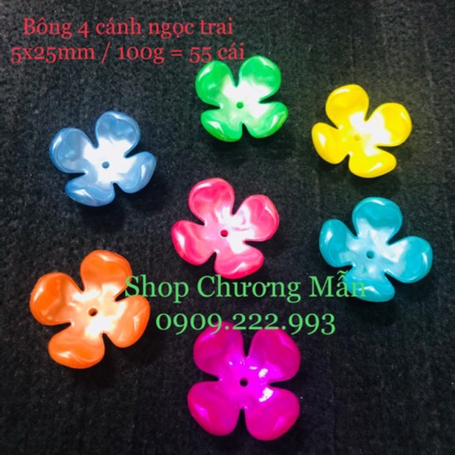 100G Bông 4 Cánh Bẹt 25mm Giá Sỉ (đủ màu)