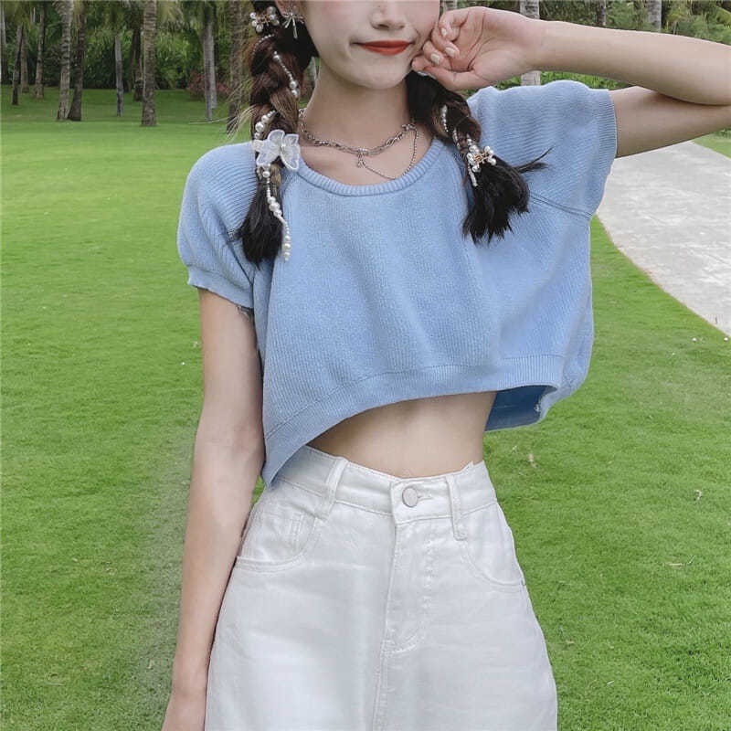 Áo Thun Crop Top Tay Ngắn Phong Cách Hàn Quốc Thời Trang Mùa Hè Mới 2022 Dành Cho Bạn Nữ