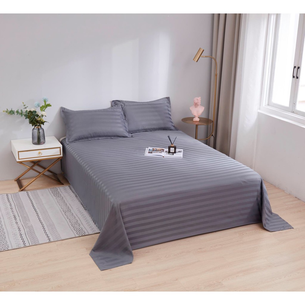 Ga Gối Khách Sạn Cao Cấp Sọc Màu Ghi Đậm 3F