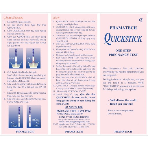 Que thử thai QuickStick - Thử thai Quick Stick USA cho kết quả nhanh chính xác - ePharmacy