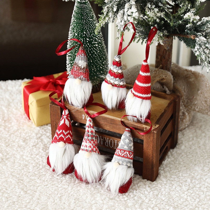 Búp Bê Ông Già Noel Bằng Len / Đan Treo Trang Trí Cây Thông Giáng Sinh / Năm Mới