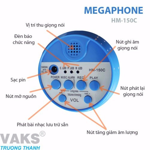 Loa phóng thanh cầm tay, tăng cường âm thanh giọng nói - Megaphone HM-150C