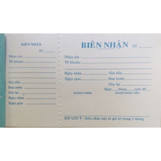 Biên nhận 1 liên trắng