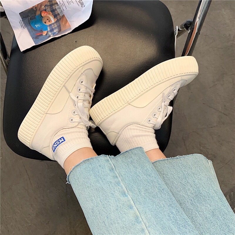 Giày thể thao nữ vải canvas đế bánh mì kiểu dáng đơn giản basic phong cách Ulzzang
